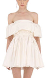 Off The Shoulder Ivory Homecoming Dresses Satin Short Hoco Dress, HZ0307