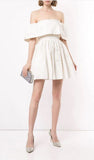 Off The Shoulder Ivory Homecoming Dresses Satin Short Hoco Dress, HZ0307