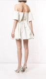 Off The Shoulder Ivory Homecoming Dresses Satin Short Hoco Dress, HZ0307
