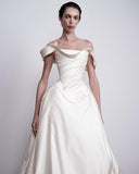 Off The Shoulder Ivory Wedding Dresses A-line Pleated Bridal HZ0307