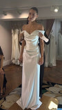 Off The Shoulder Ivory Wedding Dresses, Pleated Bridal Gown, HZ0307