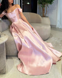 Off The Shoulder Light Pink Prom Dresses Long Formal HZ0307