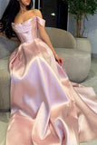 Off The Shoulder Light Pink Prom Dresses Long Formal HZ0307