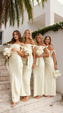 Off The Shoulder Mermaid Satin Long Bridesmaid Dresses, HZ0307