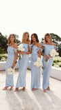 Off The Shoulder Mermaid Satin Long Bridesmaid Dresses, HZ0307