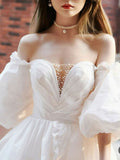 Off The Shoulder Off White Princess Homecoming Dresses With Pearl Beaded, HZ0307