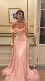 Off The Shoulder Pink Evening Prom Dresses Chiffon Pleated Party HZ0307