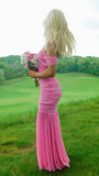 Off The Shoulder Pink Mermaid Prom HZ0307