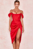Off The Shoulder Red Homecoming Dresses Sexy Mini Prom Dress, HZ0307
