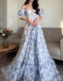 Off The Shoulder Sweetheart Floral A-Line Senior Prom HZ0307