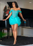 Off The Shoulder Tulle Homecoming Dresses Pleated Mini Prom Dresses, HZ0307