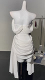 Off The Shoulder White Chiffon Homecoming Dresses Pleated Mini Hoco Graduation HZ0307