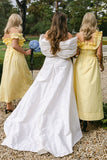 Off The Shoulder Yellow Bridesmaid Dresses Ankle Length HZ0307