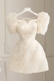 Off The White Homecoming Dresses Bodycon Mini Party Gown, HZ0307