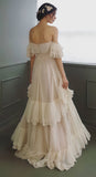 Off The Shoulder A-Line Wedding Dress, Ruffle Party HZ0307