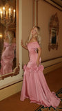 Off The Shouler Pink Mermaid Prom Dress, Bowknot Party HZ0307