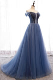 Off the Shoulder Blue Cinderella HZ0307