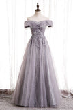 Off the Shoulder Champagne Long Formal HZ0307