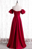 Off the Shoulder Red Satin Long Formal HZ0307