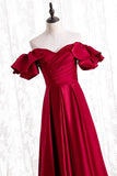 Off the Shoulder Red Satin Long Formal HZ0307