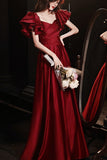 Off the Shoulder Red Satin Long Formal HZ0307