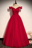 Off the Shoulder Red Tulle Prom HZ0307