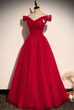Off the Shoulder Red Tulle Prom HZ0307