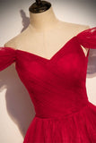 Off the Shoulder Red Tulle Prom HZ0307