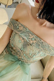 Off the Shoulder Sage Green Tulle Formal HZ0307