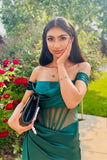 Off the Shoulder Sark Green Satin Mermaid Formal HZ0307