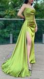 Olive Green Bodycon Long Prom Dress, Split Sexy Prom Dress, HZ0307