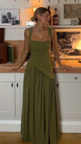 Olive Green Sheath Chiffon Prom Dress Bodycon Full Length Party Dresses Bridesmaid HZ0307