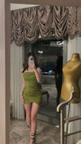 Olive Green Strapless Tight Homecoming Dress Mini Party HZ0307