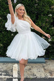 One Shoulder A-Line Organza Homecoming Dresses, HZ0307
