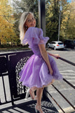 One Shoulder A-Line Organza Homecoming Dresses, HZ0307