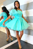 One Shoulder A-Line Organza Homecoming Dresses, HZ0307