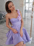 LTP1396,Lilac floral one shoulder satin homecoming HZ0307