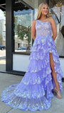 One Shoulder Ruffle Skirt Lace Prom HZ0307