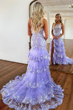 One Shoulder Ruffle Skirt Lace Prom HZ0307