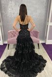 One Shoulder Ruffle Skirt Lace Prom HZ0307