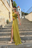One Shoulder Sheath Long Prom Dresses Floor Length Formal Gown, HZ0307