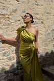 One Shoulder Sheath Long Prom Dresses Floor Length Formal Gown, HZ0307