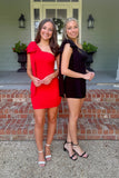 One Shoulder Tight Homecoming Dresses Bowknot Graduation Dress, HZ0307
