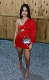 One Sleeve Red Homecoming Dresses Mini Club Dresses, HZ0307
