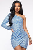 One Sleeve Sequined Tight Homecoming Dresses, HZ0307
