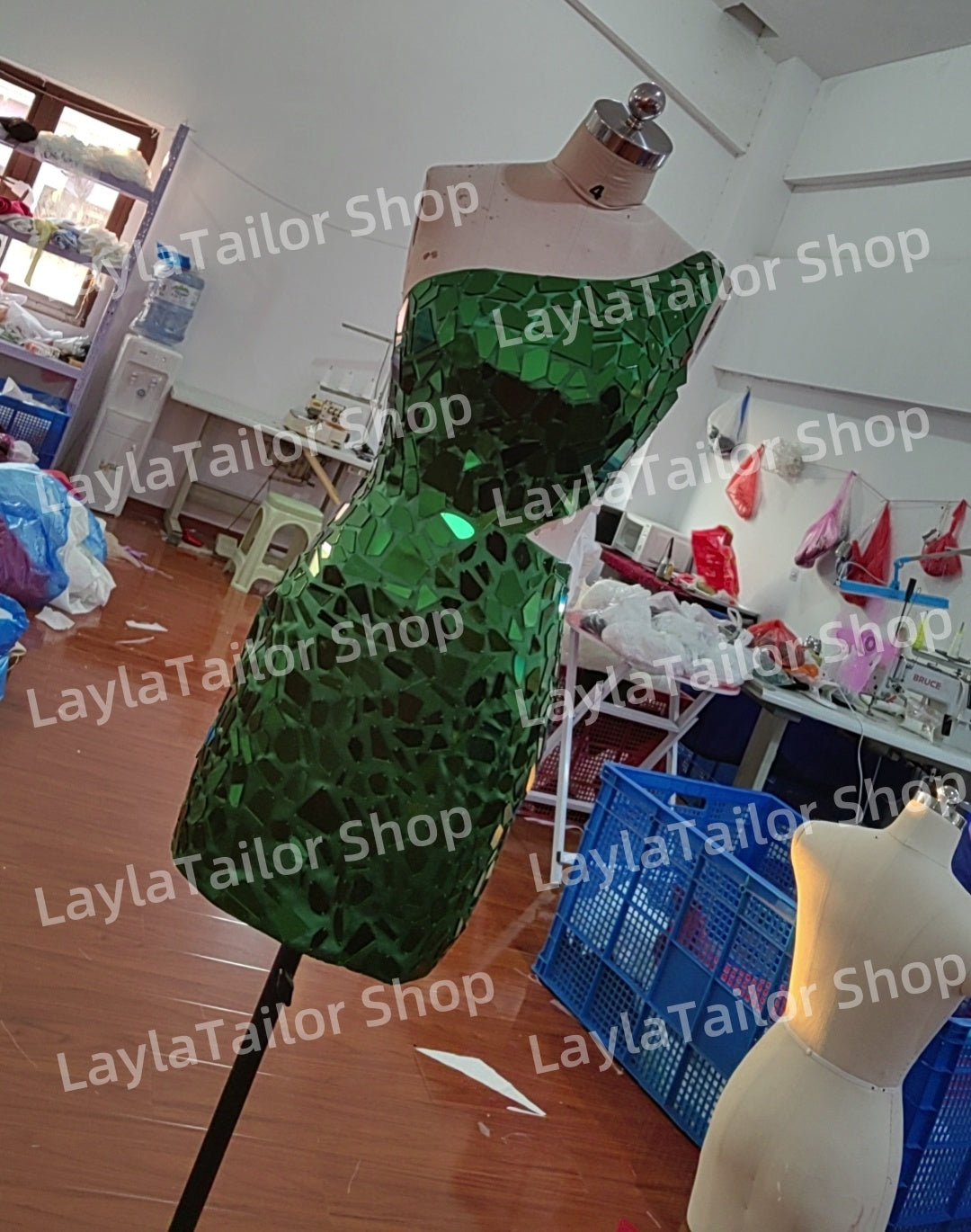 One Shoulder Green Mirror Homecoming Dress Mini Glass Party Dress, HZ0307