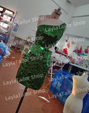 One Shoulder Green Mirror Homecoming Dress Mini Glass Party Dress, HZ0307
