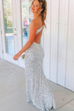 One Shoulder Silver Sequin Mermaid Long Formal Dress with HZ0307