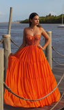 Orange A-Line Evening Formal Dresses, Chiffon Prom Dresses, HZ0307