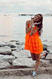 Orange Chiffon Tiered Homecoming Dresses, HZ0307